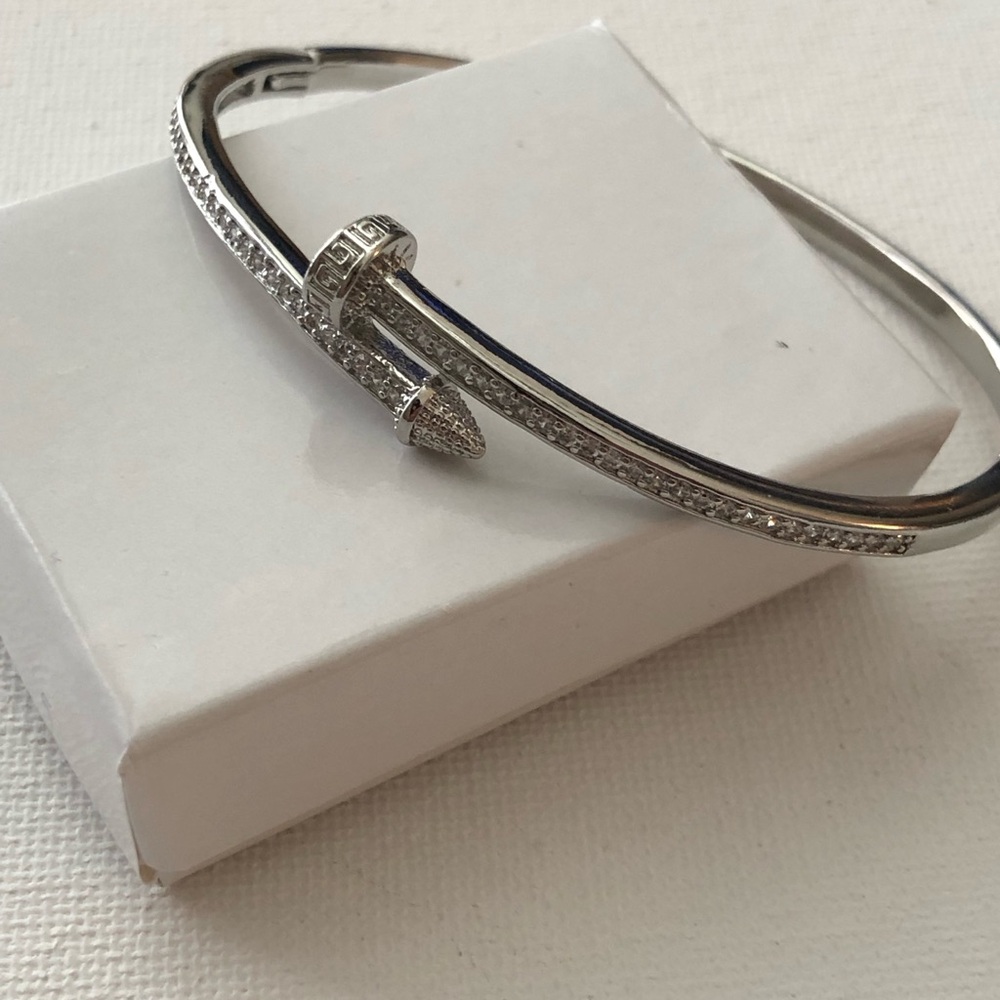Silver Pave Nail Cuff Bracelet